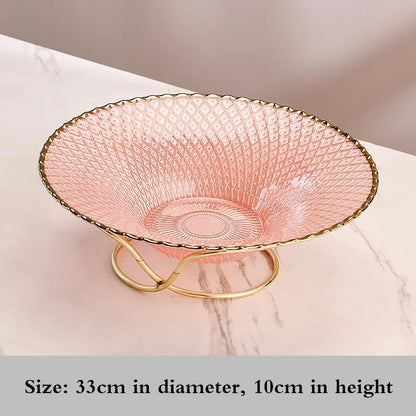 High-end glass fruit tray living room home coffee table decoration American light luxury tray creative candy basket decoration