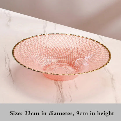 High-end glass fruit tray living room home coffee table decoration American light luxury tray creative candy basket decoration