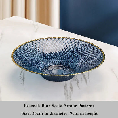 High-end glass fruit tray living room home coffee table decoration American light luxury tray creative candy basket decoration
