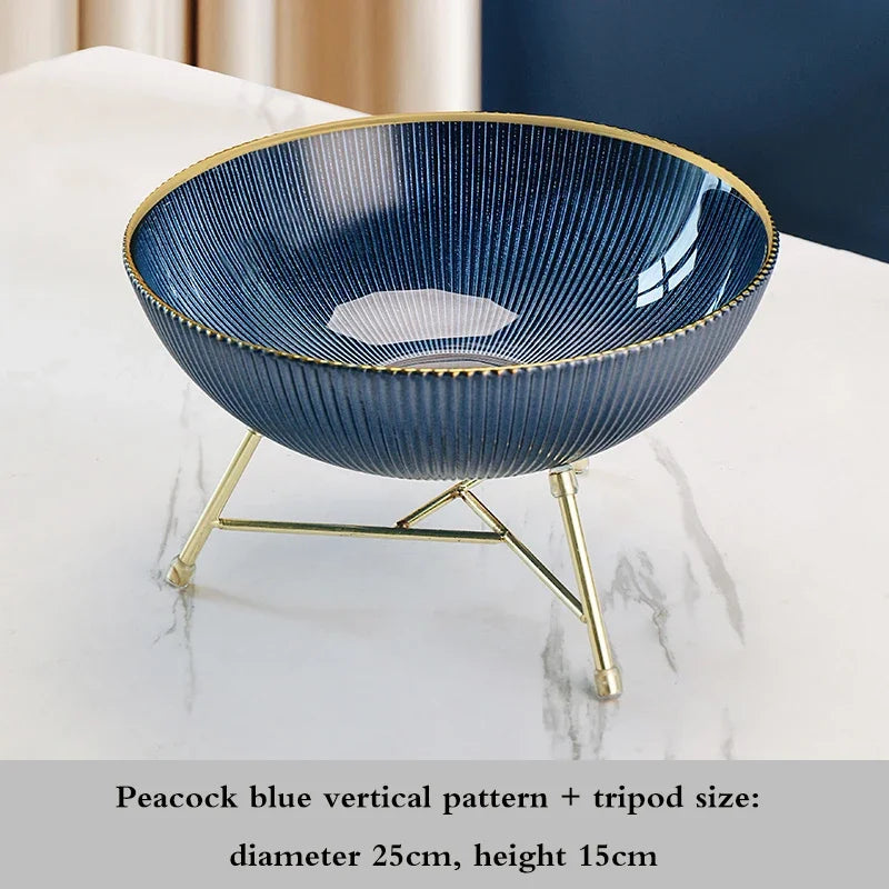 High-end glass fruit tray living room home coffee table decoration American light luxury tray creative candy basket decoration