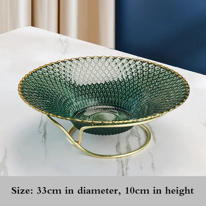 High-end glass fruit tray living room home coffee table decoration American light luxury tray creative candy basket decoration
