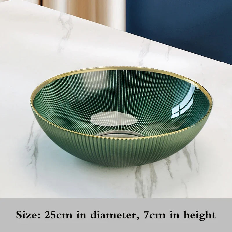 High-end glass fruit tray living room home coffee table decoration American light luxury tray creative candy basket decoration