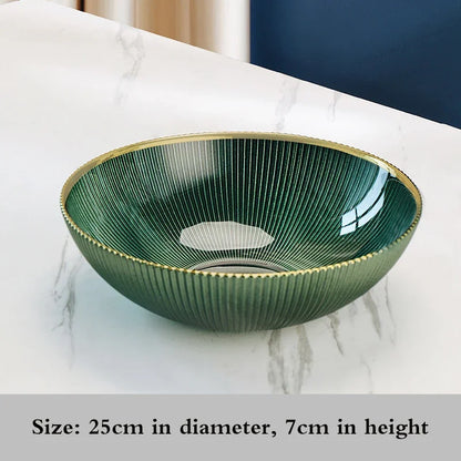 High-end glass fruit tray living room home coffee table decoration American light luxury tray creative candy basket decoration