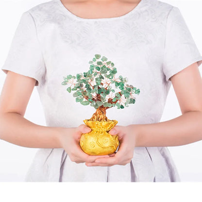 High-end golden crystal lucky treasure tree auspicious wishful wealth home office decoration decoration statue opening best gift
