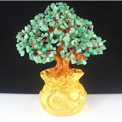 High-end golden crystal lucky treasure tree auspicious wishful wealth home office decoration decoration statue opening best gift