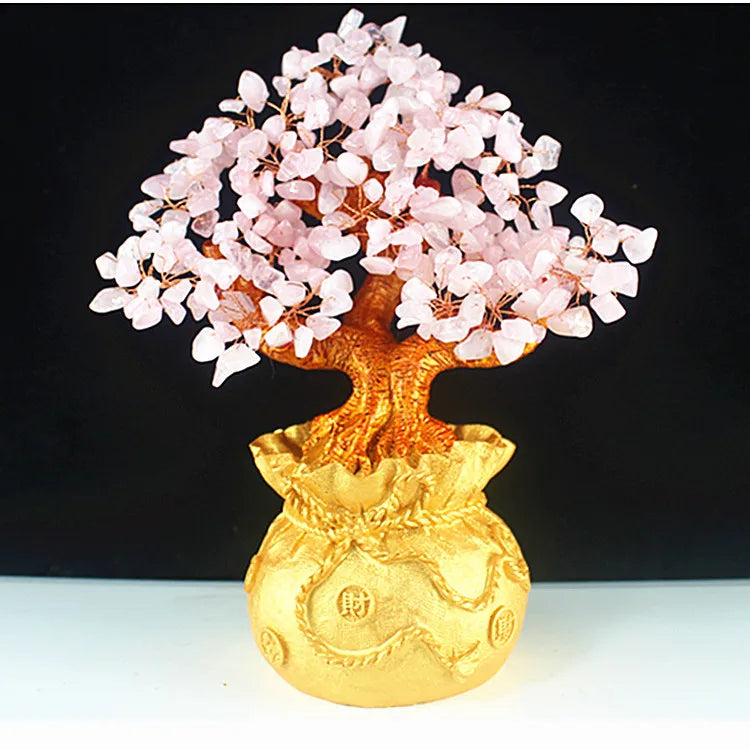 High-end golden crystal lucky treasure tree auspicious wishful wealth home office decoration decoration statue opening best gift