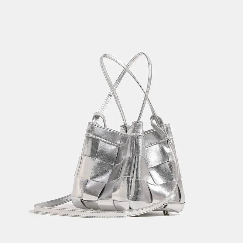 High end handmade woven bag, one shoulder portable bucket bag, versatile ins crossbody bag