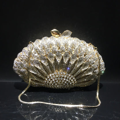 High-end luxury  women Colored petal evening party bag diamonds small wallet luxury clutches bridal wedding party elegant  purse
