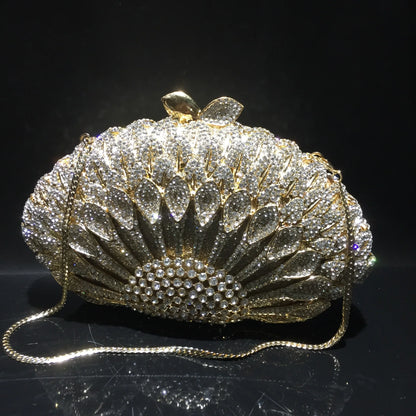 High-end luxury  women Colored petal evening party bag diamonds small wallet luxury clutches bridal wedding party elegant  purse