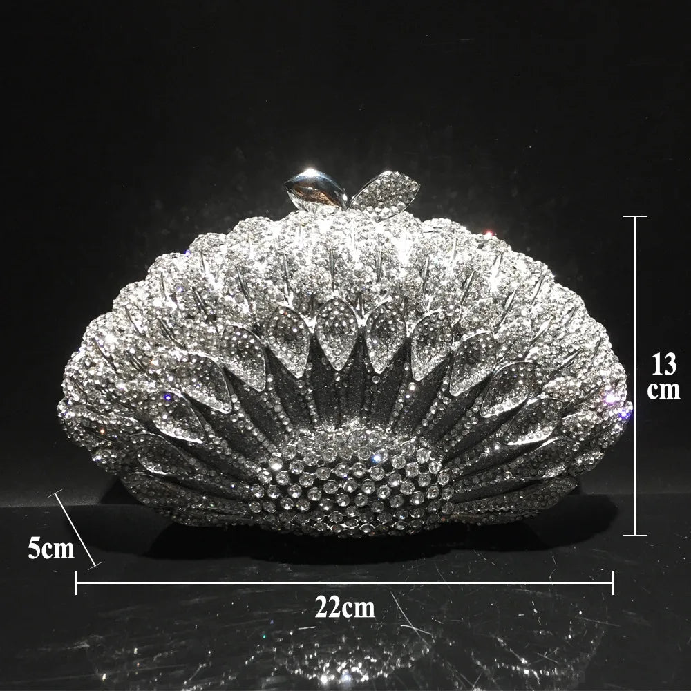 High-end luxury  women Colored petal evening party bag diamonds small wallet luxury clutches bridal wedding party elegant  purse