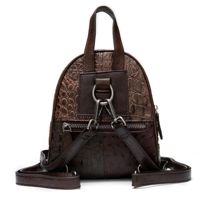 High fashion genuine leather backpacks for school teenagers real cowskin patchwork mini backpack women female girls