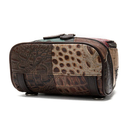 High fashion genuine leather backpacks for school teenagers real cowskin patchwork mini backpack women female girls