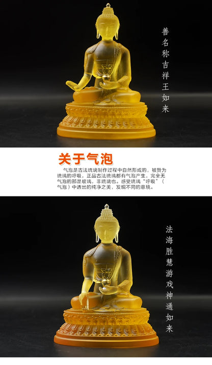 High grade Buddha GOOD Buddha -Temple bless family HOME Safety Health luck efficacious 7 Colored Glaze crystal Buddhas statue