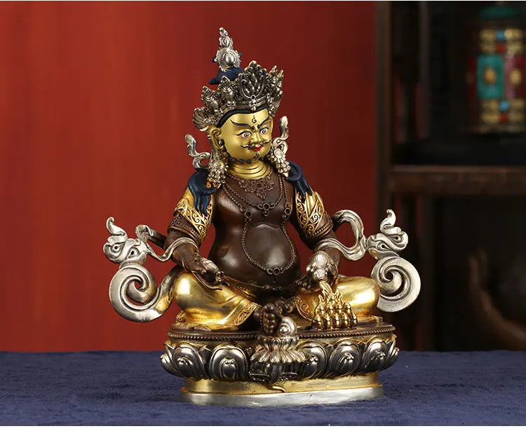 High-grade Buddha brass statue- HOME family effective protection Tibetan Nepal Yellow Jambhala fortune god Buddha  21CM