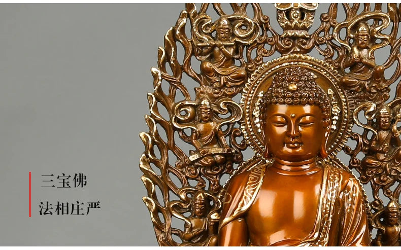 High grade Buddha figure HOME hall TOP  Protection Buddhism gold-plated bronze buddha figure statue 34 cm
