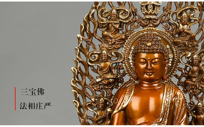 High grade Buddha figure HOME hall TOP  Protection Buddhism gold-plated bronze buddha figure statue 34 cm