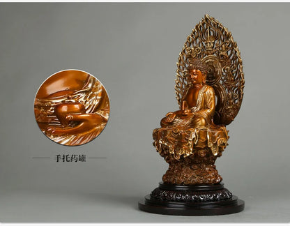 High grade Buddha figure HOME hall TOP  Protection Buddhism gold-plated bronze buddha figure statue 34 cm