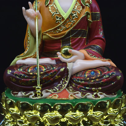 High-grade Buddha statue Home store company Shrine FAMILY bless safe Painted DI ZANG PUSA ksitigarbha jade gilding Sculpture