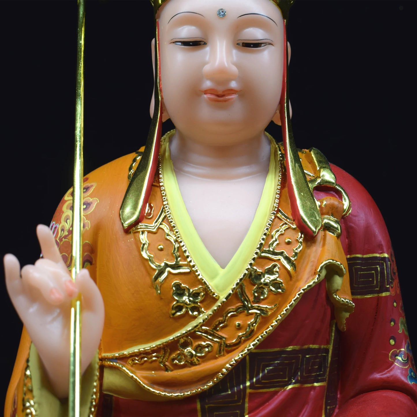 High-grade Buddha statue Home store company Shrine FAMILY bless safe Painted DI ZANG PUSA ksitigarbha jade gilding Sculpture
