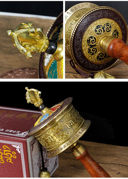 High grade Buddhism Vajra ZHUAN JING LUN Efficacious protection Eight auspicious Symbols scriptures mantra Warp Prayer wheel