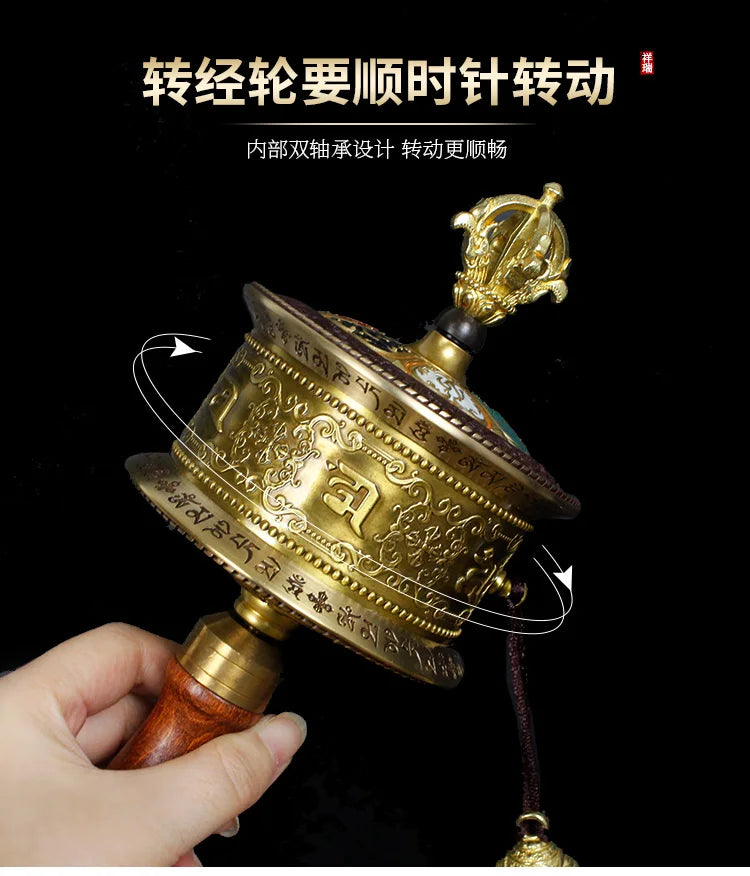 High grade Buddhism Vajra ZHUAN JING LUN Efficacious protection Eight auspicious Symbols scriptures mantra Warp Prayer wheel