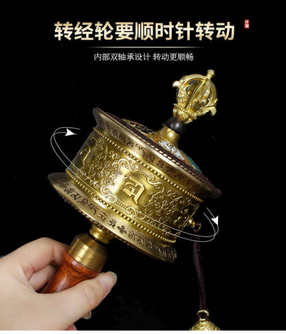 High grade Buddhism Vajra ZHUAN JING LUN Efficacious protection Eight auspicious Symbols scriptures mantra Warp Prayer wheel