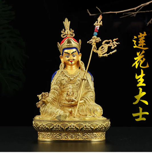 High grade GOOD Buddha good HOME Hall efficacious Protection Gold-plated Guru Padmasambhava buddha Buddhist Tantra statue