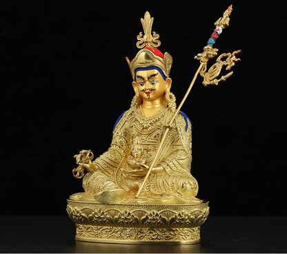 High grade GOOD Buddha good HOME Hall efficacious Protection Gold-plated Guru Padmasambhava buddha Buddhist Tantra statue