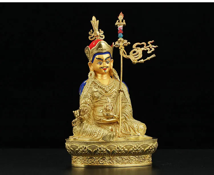 High grade GOOD Buddha good HOME Hall efficacious Protection Gold-plated Guru Padmasambhava buddha Buddhist Tantra statue