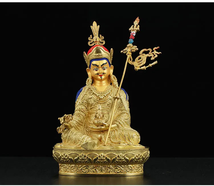 High grade GOOD Buddha good HOME Hall efficacious Protection Gold-plated Guru Padmasambhava buddha Buddhist Tantra statue