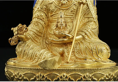 High grade GOOD Buddha good HOME Hall efficacious Protection Gold-plated Guru Padmasambhava buddha Buddhist Tantra statue