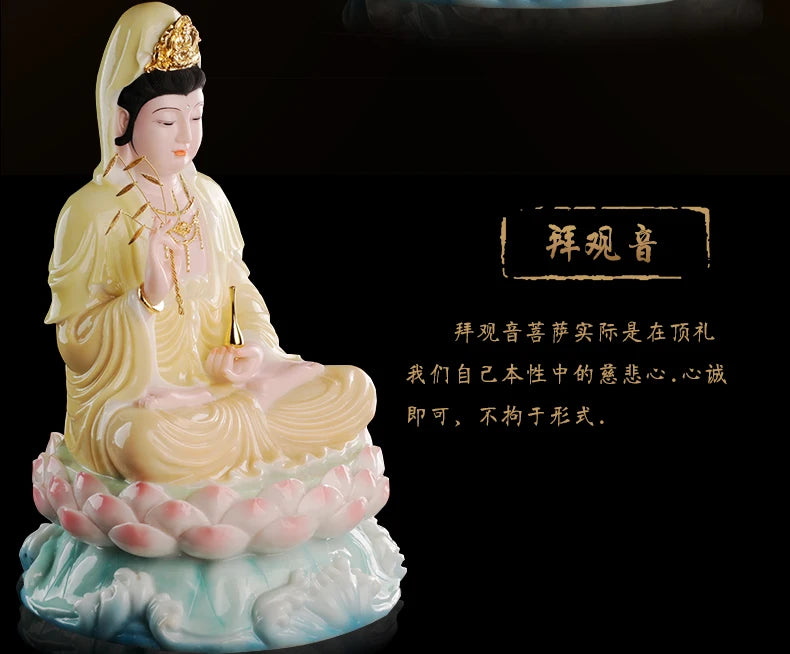 High-grade GOOD Home Hall TOP efficacious Talisman Mascot Guanyin Buddha CHINA jade Porcelain GUANYIN PUSA statue-- Large