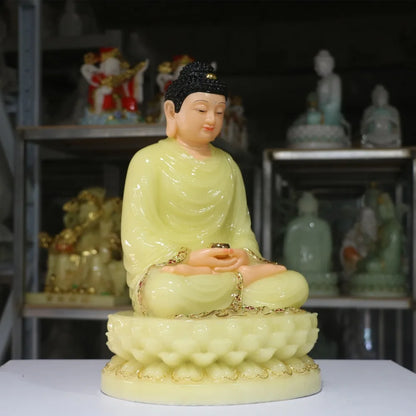 High-grade GOOD Home Hall TOP efficacious Talisman Mascot Sakyamuni Buddha Natural jade gilding carving Sculpture statue-Large