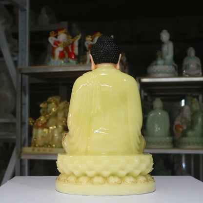 High-grade GOOD Home Hall TOP efficacious Talisman Mascot Sakyamuni Buddha Natural jade gilding carving Sculpture statue-Large