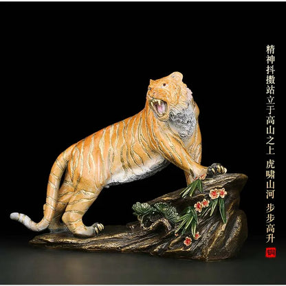 High grade GOOD LUCK  HOME Shop company Mascot thriving money business lucky color bronze Fortune tiger leopard statue