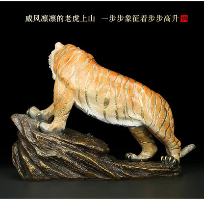 High grade GOOD LUCK  HOME Shop company Mascot thriving money business lucky color bronze Fortune tiger leopard statue