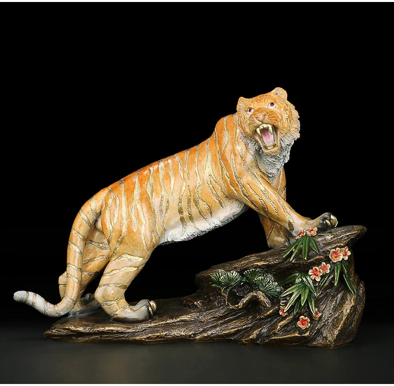 High grade GOOD LUCK  HOME Shop company Mascot thriving money business lucky color bronze Fortune tiger leopard statue
