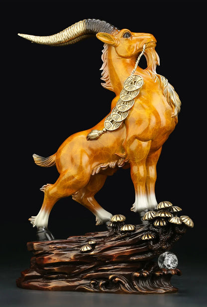 High grade GOOD LUCK Mascot HOME Shop company  LING TOU YANG thriving money business lucky bronze Fortune bellwether statue