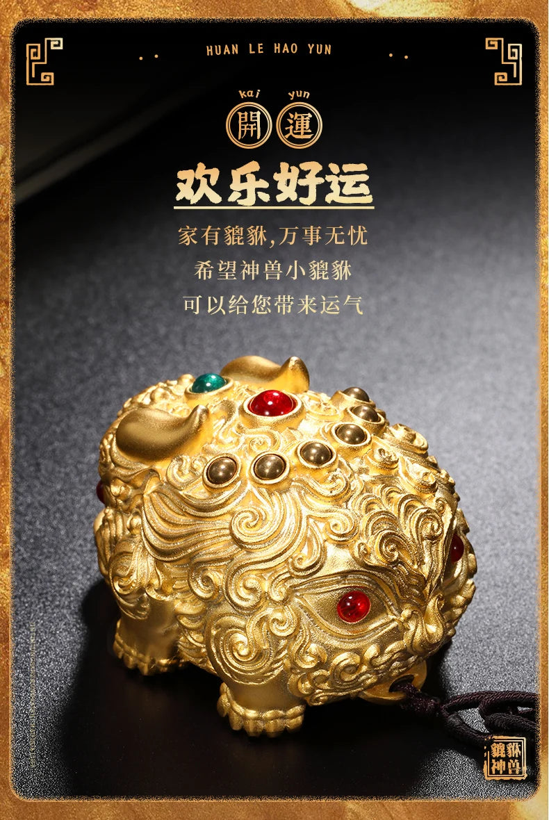 High grade GOOD LUCK mascot Success Regulating spirit BRASS dragon PI XIU hand piece Talisman bring Fortune money Good luck GIFT