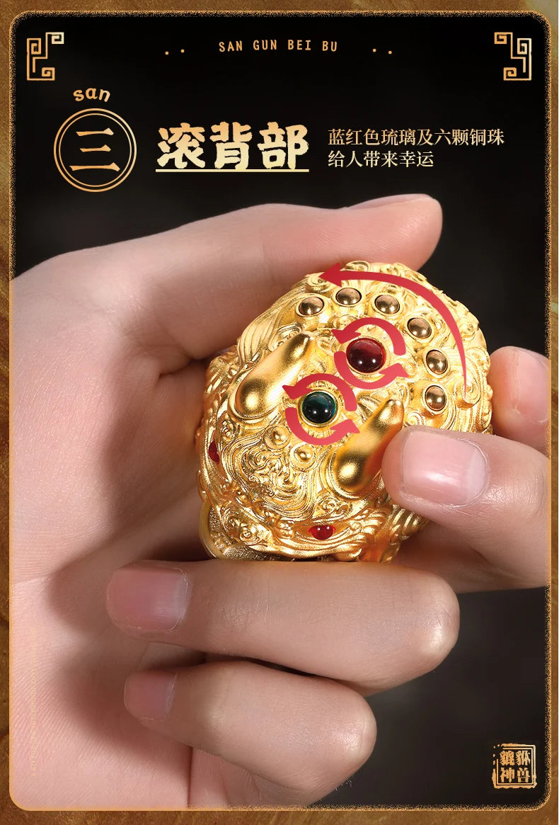 High grade GOOD LUCK mascot Success Regulating spirit BRASS dragon PI XIU hand piece Talisman bring Fortune money Good luck GIFT