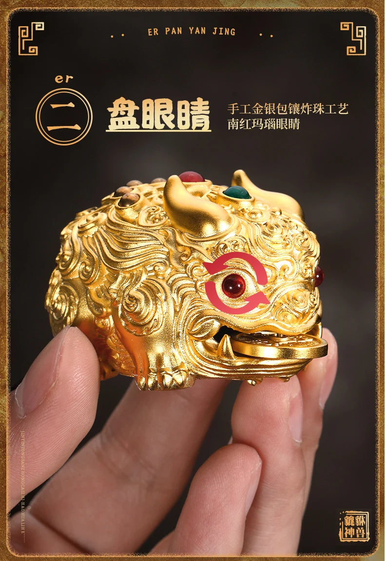 High grade GOOD LUCK mascot Success Regulating spirit BRASS dragon PI XIU hand piece Talisman bring Fortune money Good luck GIFT