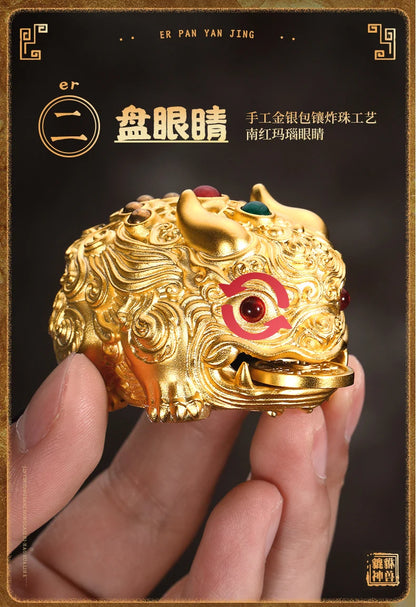 High grade GOOD LUCK mascot Success Regulating spirit BRASS dragon PI XIU hand piece Talisman bring Fortune money Good luck GIFT