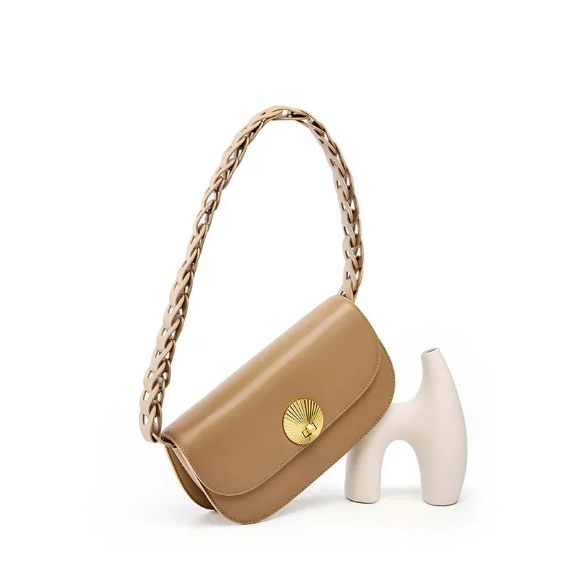 High-grade Genuine Leather Women's Shoulder Advanced Sense Woven Underarm Fashion New Cowhide Small Crossbody Bag