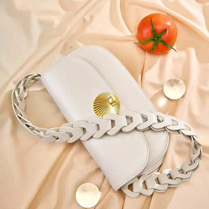 High-grade Genuine Leather Women's Shoulder Advanced Sense Woven Underarm Fashion New Cowhide Small Crossbody Bag