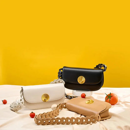 High-grade Genuine Leather Women's Shoulder Advanced Sense Woven Underarm Fashion New Cowhide Small Crossbody Bag
