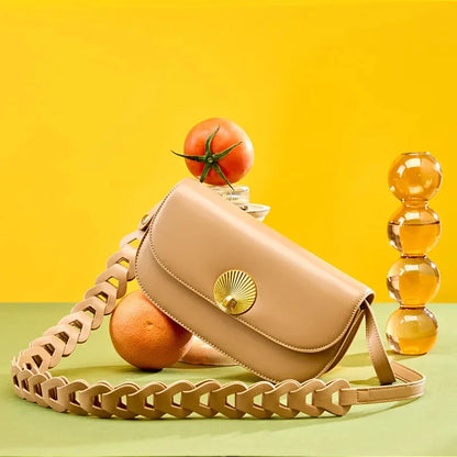 High-grade Genuine Leather Women's Shoulder Advanced Sense Woven Underarm Fashion New Cowhide Small Crossbody Bag