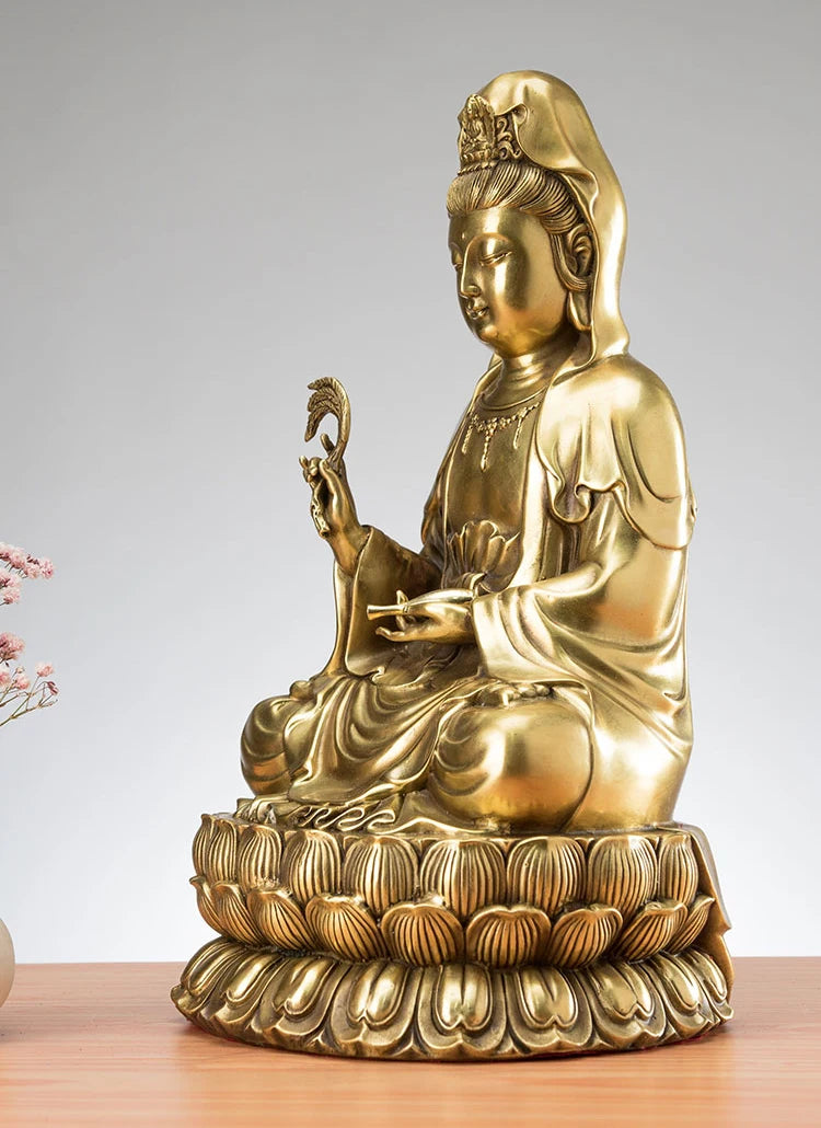High-grade HOME family Patron saint God bring good luck Copper Avalokitesvara Guan yin buddha statue Asia Temple Worship Bless