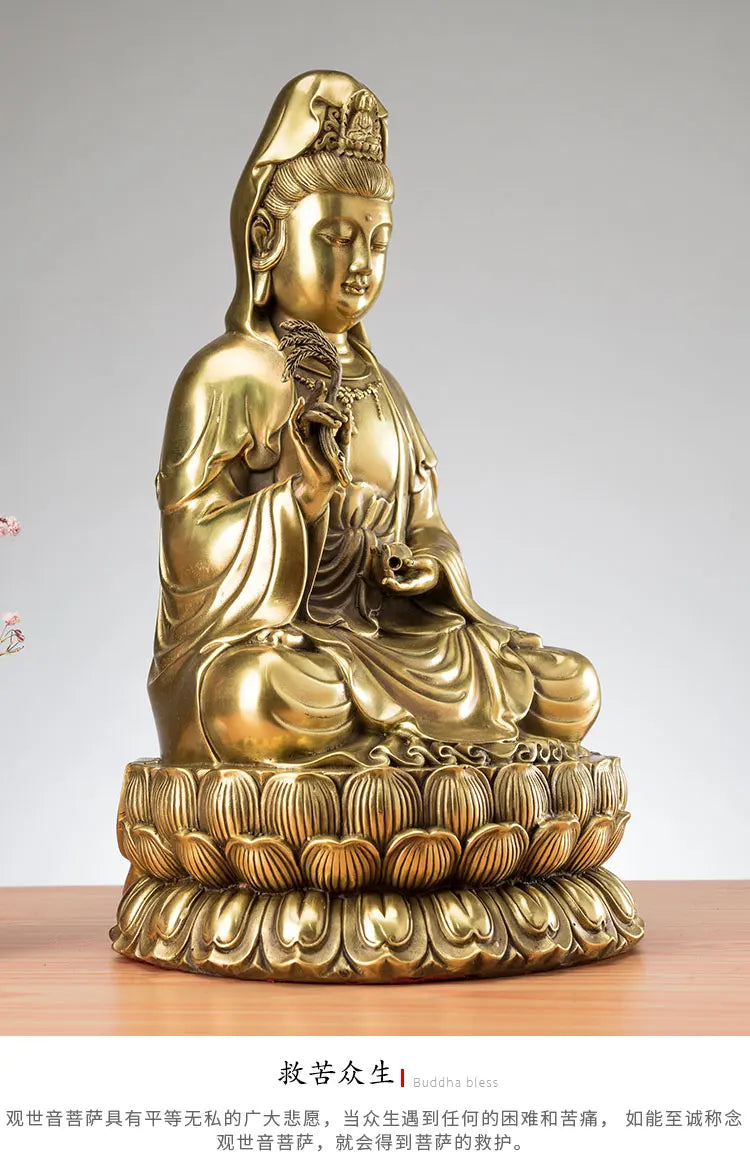 High-grade HOME family Patron saint God bring good luck Copper Avalokitesvara Guan yin buddha statue Asia Temple Worship Bless