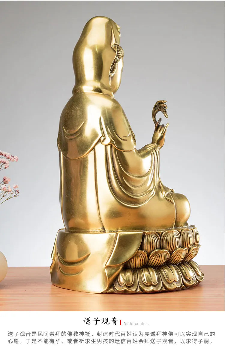 High-grade HOME family Patron saint God bring good luck Copper Avalokitesvara Guan yin buddha statue Asia Temple Worship Bless