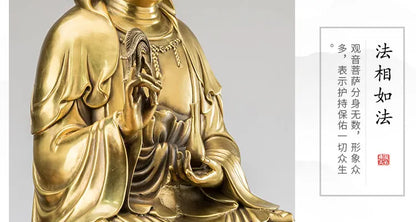 High-grade HOME family Patron saint God bring good luck Copper Avalokitesvara Guan yin buddha statue Asia Temple Worship Bless